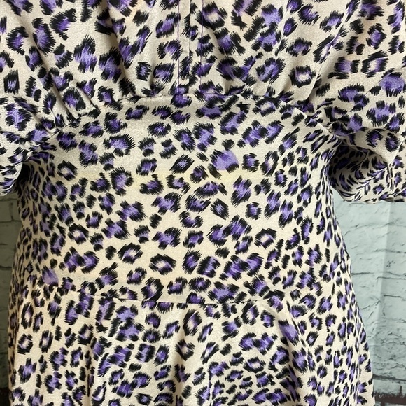Folly PDX Sarah Bibb Dress Cheetah Short Sleeve Tie Waist M Office Portland - Picture 6 of 16